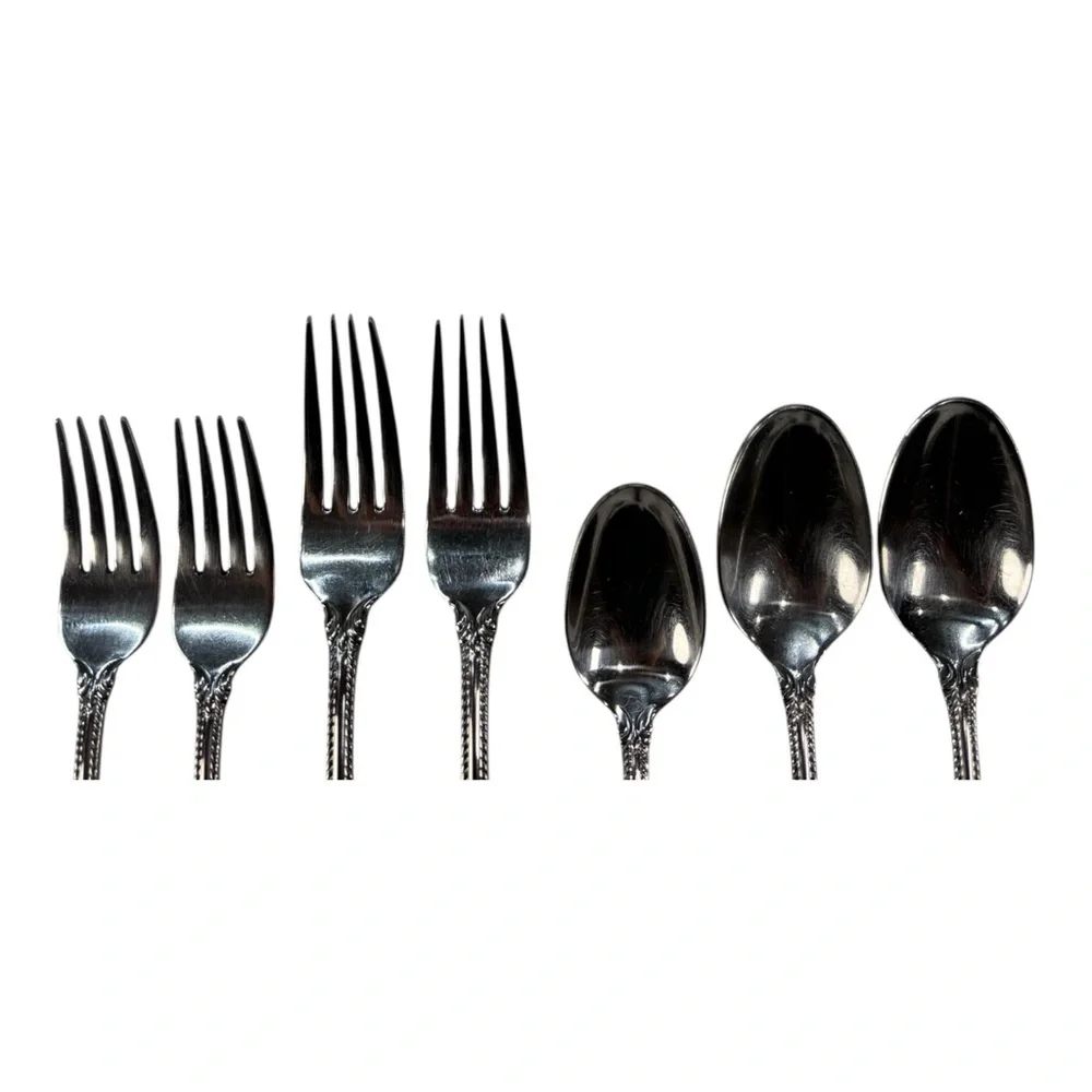 7 - Lenox Tudor Bead Augusta Forks Spoons 18/10 Stainless Steel Flatware